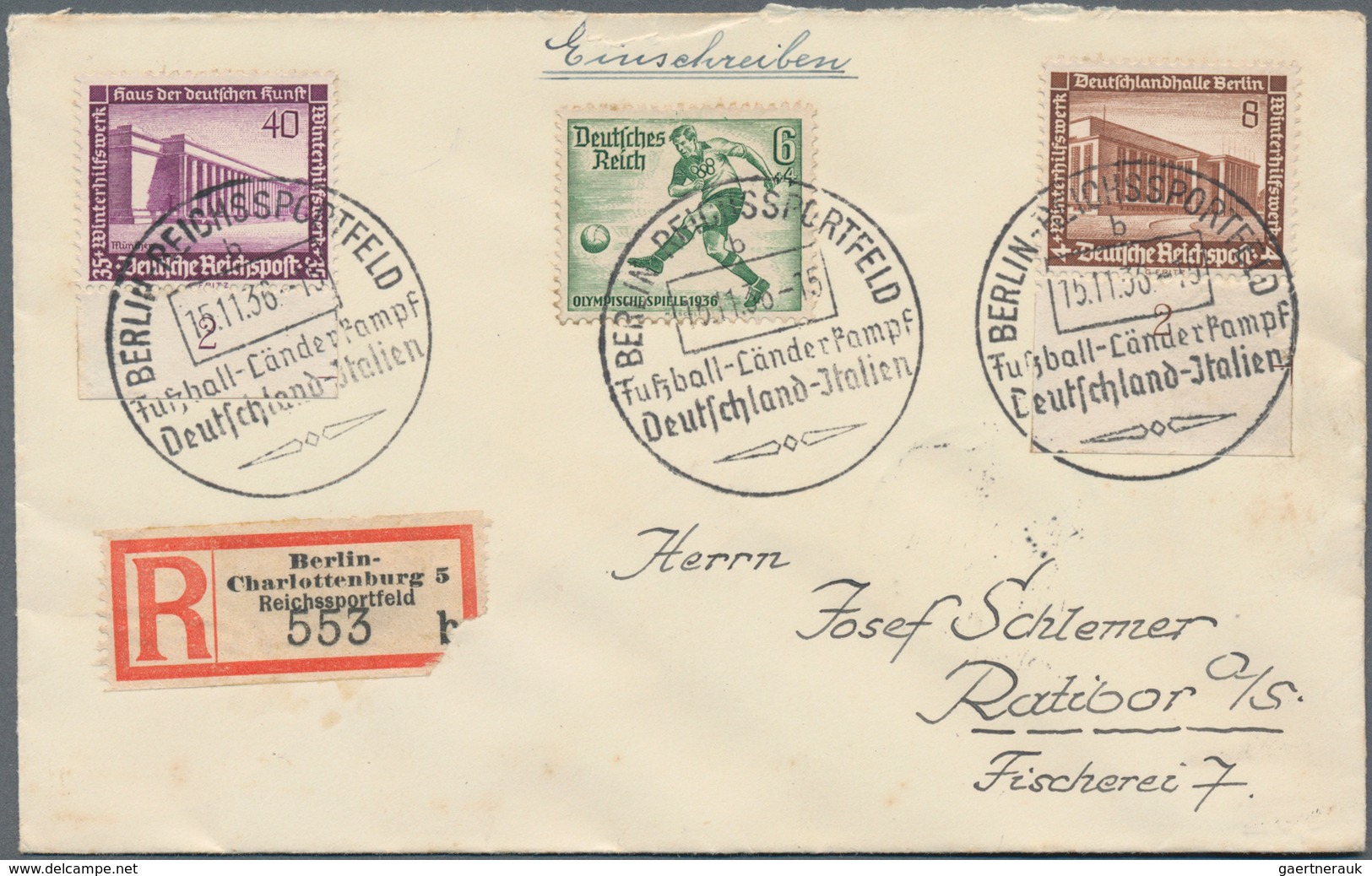 Thematik: Sport-Fußball / Sport-soccer, Football: 1936, German Reich. Rare Special Registration Labe - Sonstige & Ohne Zuordnung