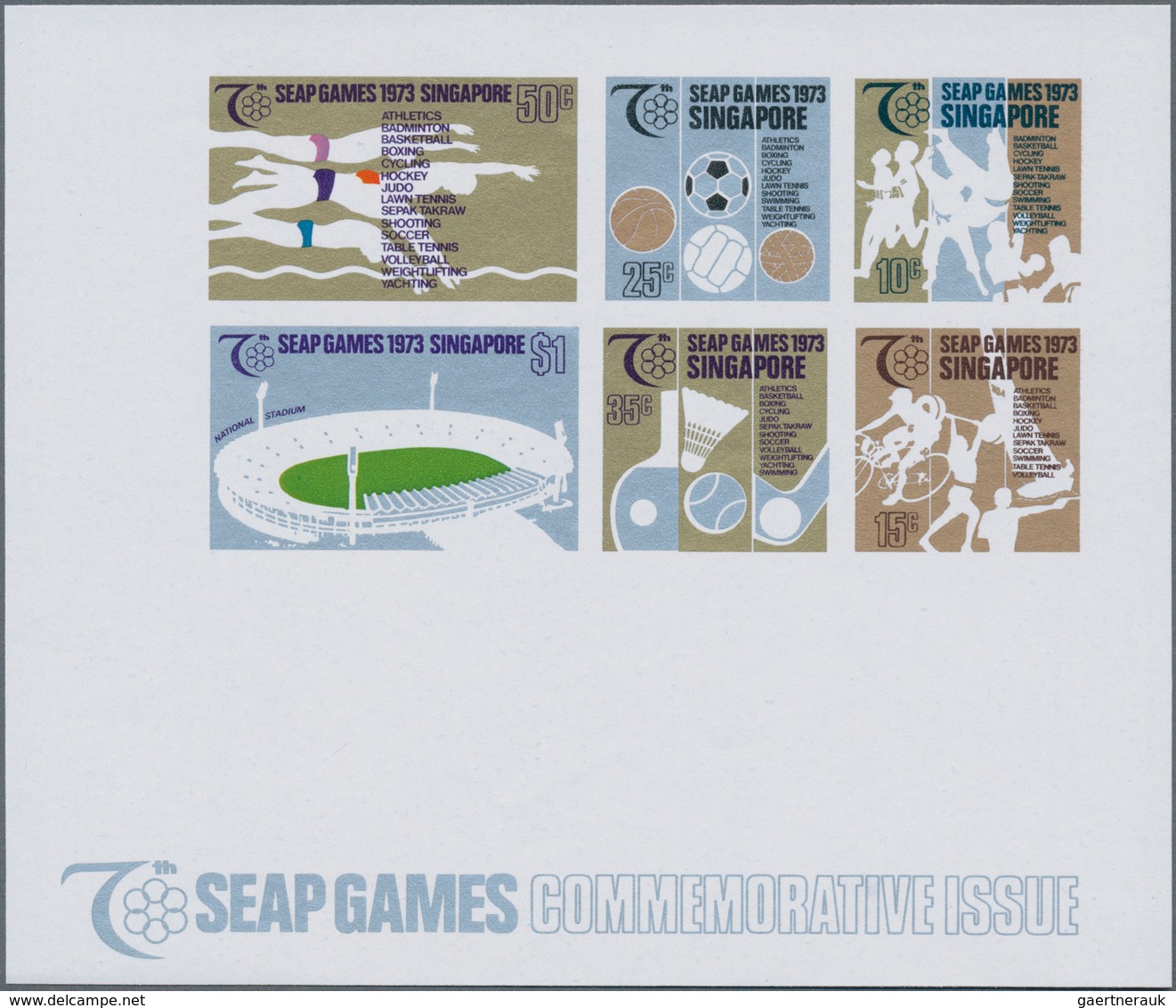 Thematik: Sport-Fußball / Sport-soccer, Football: 1973, Singapore. Imperforated Souvenir Sheet "SEAP - Andere & Zonder Classificatie
