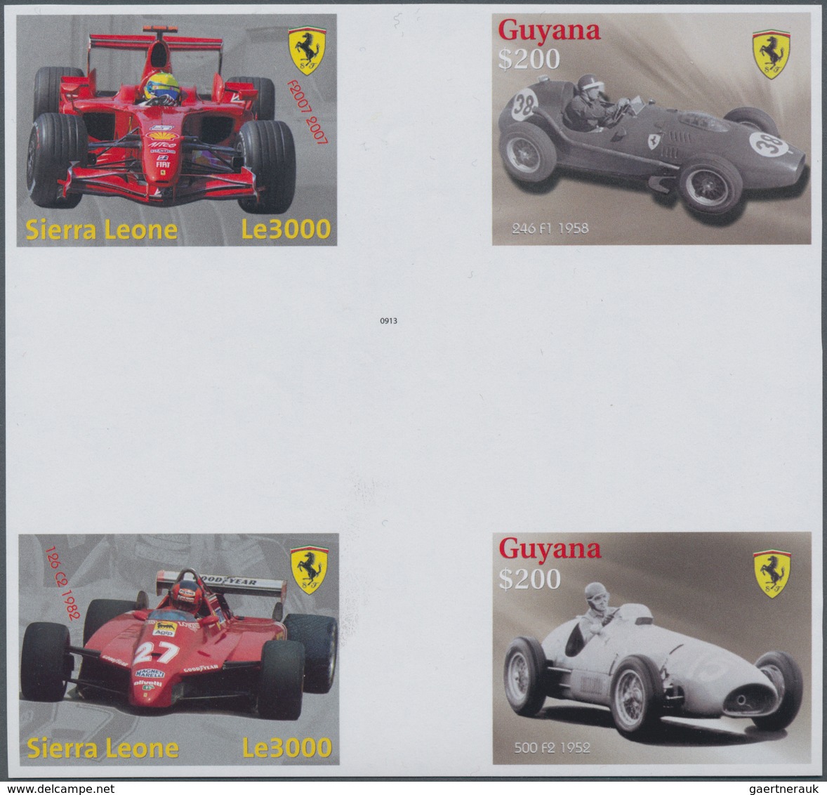 Thematik: Sport-Motorsport / Sport-motorsports: 2009, SIERRA LEONE And GUYANA: Ferrari Formula 1 Rac - Motorfietsen