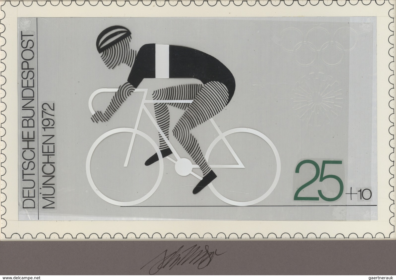 Thematik: Sport-Radsport / Sport-cycling: 1972, Bund, Nicht Angenommener Künstlerentwurf (26,5x16) V - Cycling