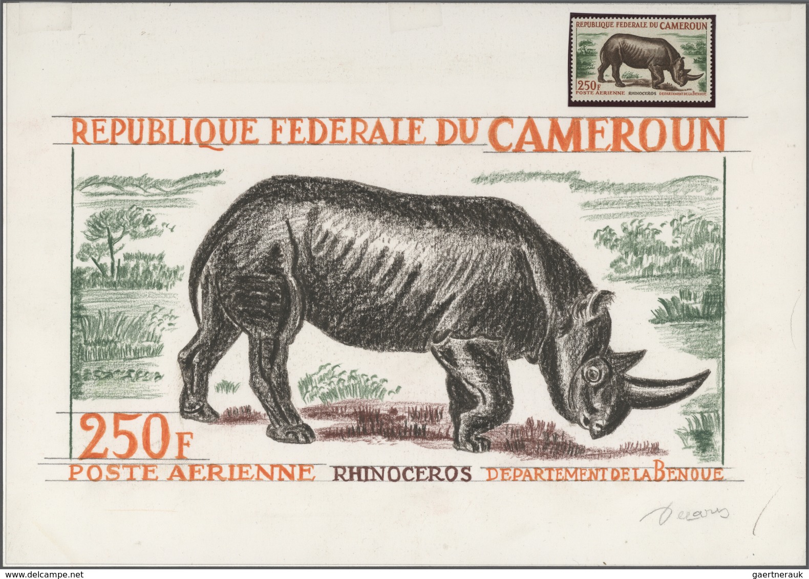 Thematik: Tiere, Fauna / Animals, Fauna: 1964, Cameroon. Artwork For The Fauna Issue Showing "Black - Andere & Zonder Classificatie