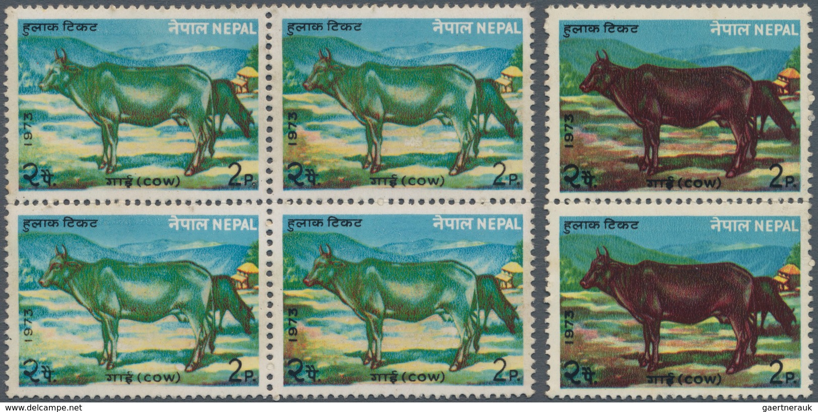 Thematik: Tiere, Fauna / Animals, Fauna: 1973 "THE GREEN COW": Native Animals 2p. 'Cow' Block Of Fou - Sonstige & Ohne Zuordnung