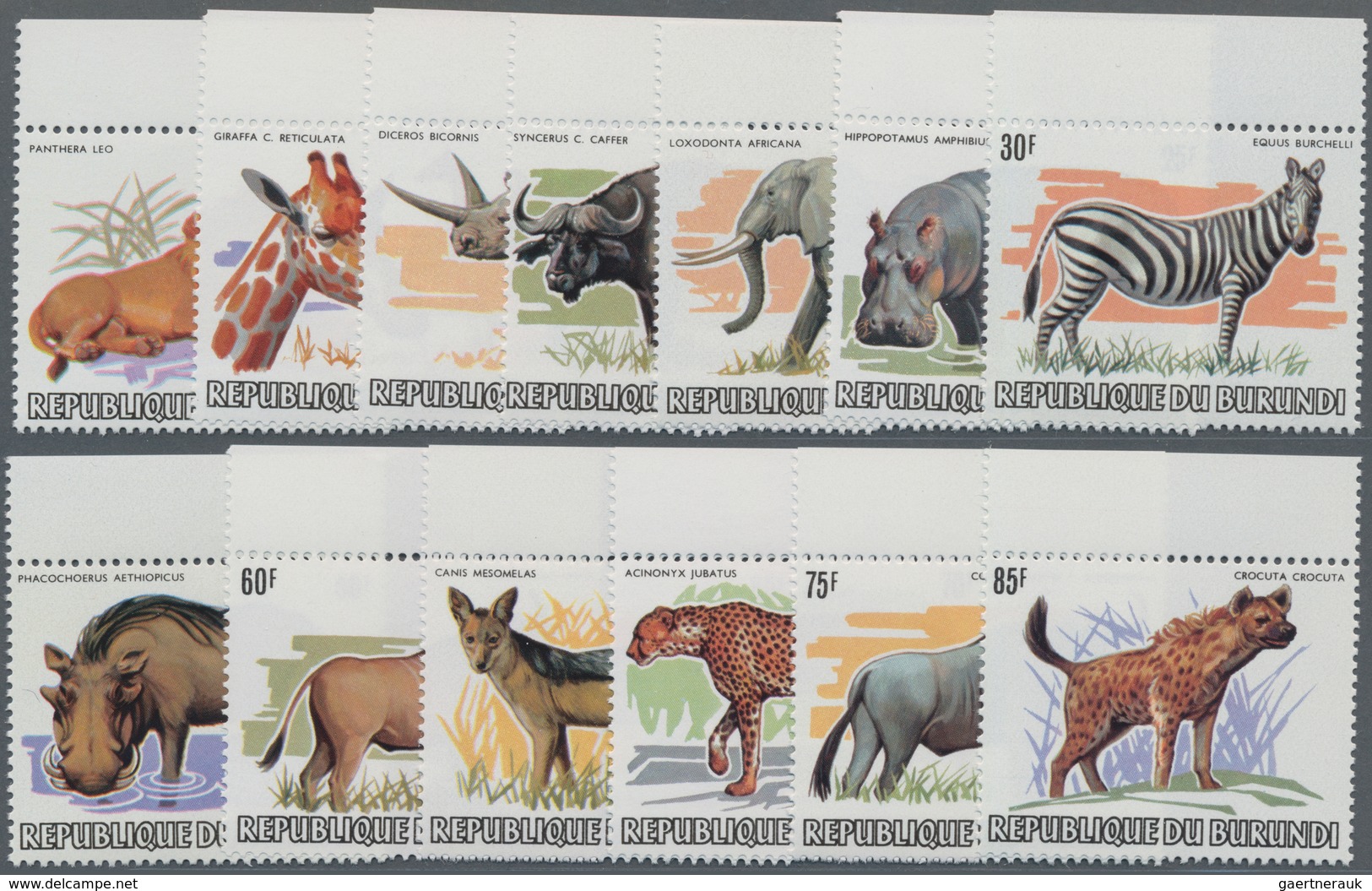 Thematik: Tiere, Fauna / Animals, Fauna: 1982, BURUNDI: African Wildlife Complete Set Of 13 From 2fr - Andere & Zonder Classificatie