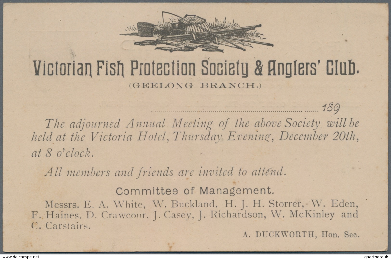 Thematik: Tiere-Fische / Animals-fishes: 1891, Victoria. Postcard 1d QV With Private Illustratded Im - Fische