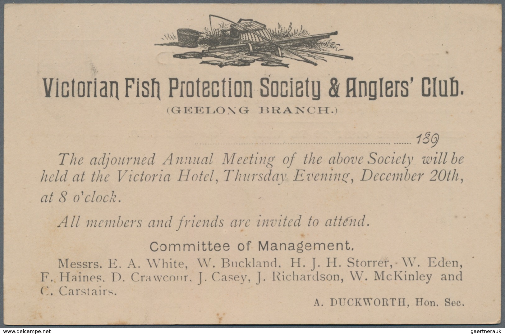 Thematik: Tiere-Fische / Animals-fishes: 1891, Victoria. Postcard 1d QV With Private Illustratded Im - Fishes