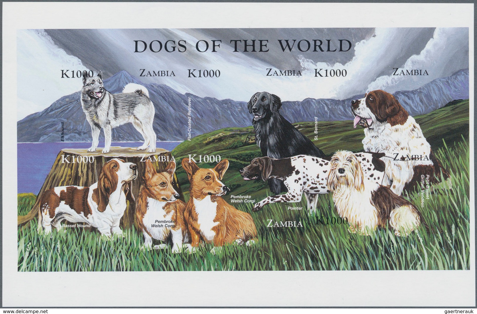 Thematik: Tiere-Hunde / Animals-dogs: 1999, ZAMBIA: Dogs Set In Two Perforate And IMPERFORATE Sheetl - Hunde