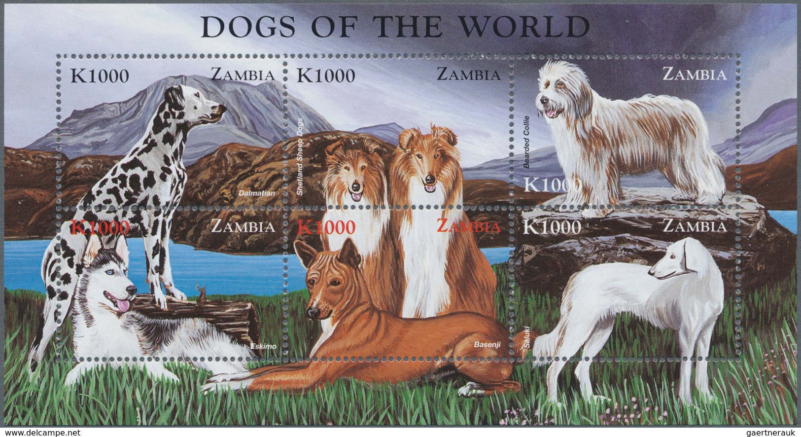 Thematik: Tiere-Hunde / Animals-dogs: 1999, ZAMBIA: Dogs Set In Two Perforate And IMPERFORATE Sheetl - Hunde