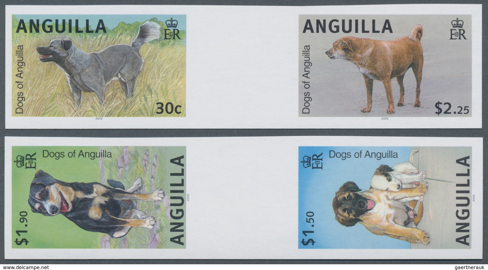 Thematik: Tiere-Hunde / Animals-dogs: 2005, ANGUILLA: Dogs Complete Set Of Four In Two IMPERFORATE G - Honden