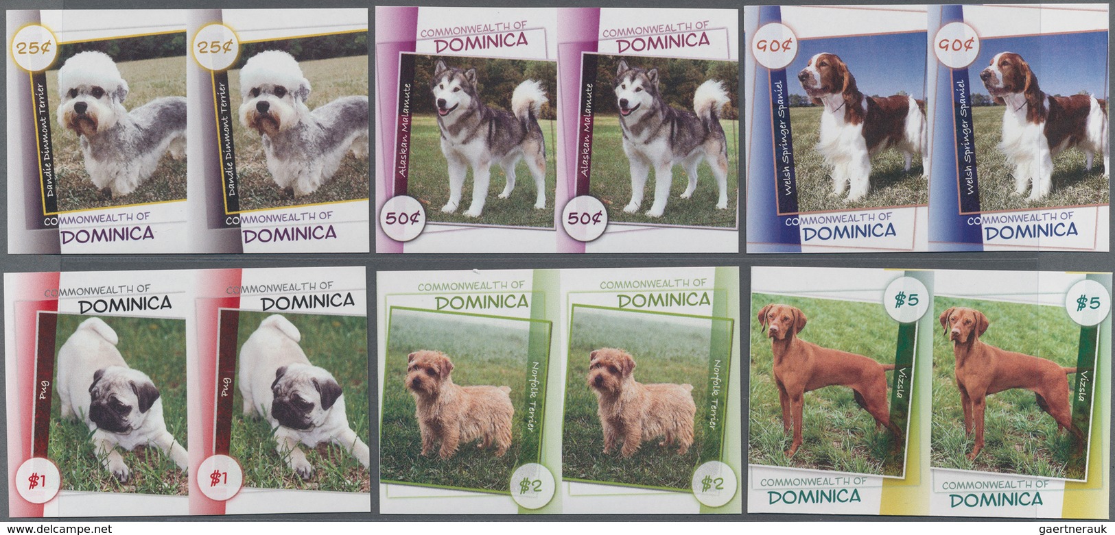 Thematik: Tiere-Hunde / Animals-dogs: 2008, DOMINICA: Dogs Complete Set Of Six In Horizontal IMPERFO - Honden