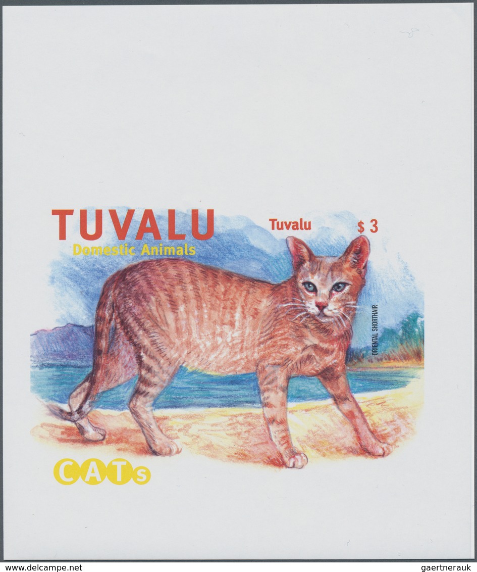 Thematik: Tiere-Katzen / Animals-cats: 2000, TUVALU: Cats Complete Set Of Twelve In Two IMPERFORATE - Domestic Cats