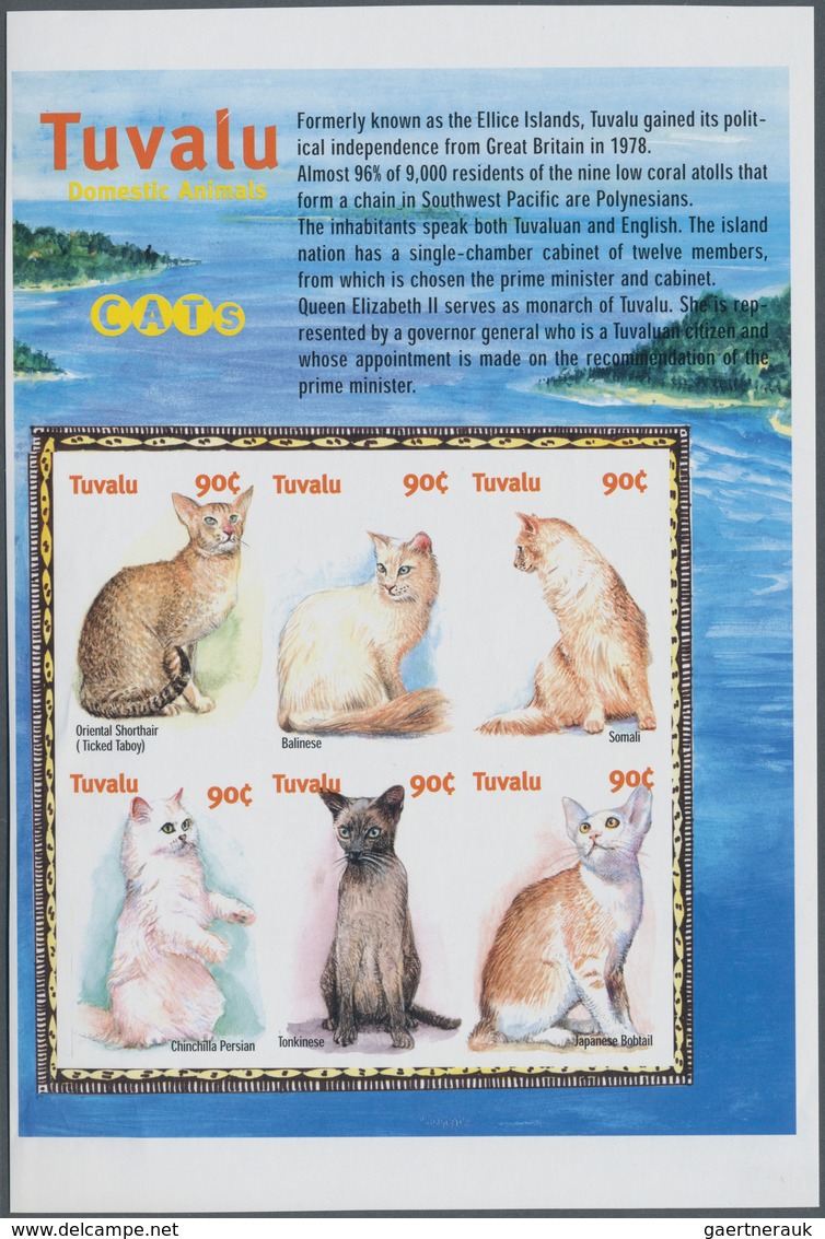 Thematik: Tiere-Katzen / Animals-cats: 2000, TUVALU: Cats Complete Set Of Twelve In Two IMPERFORATE - Hauskatzen