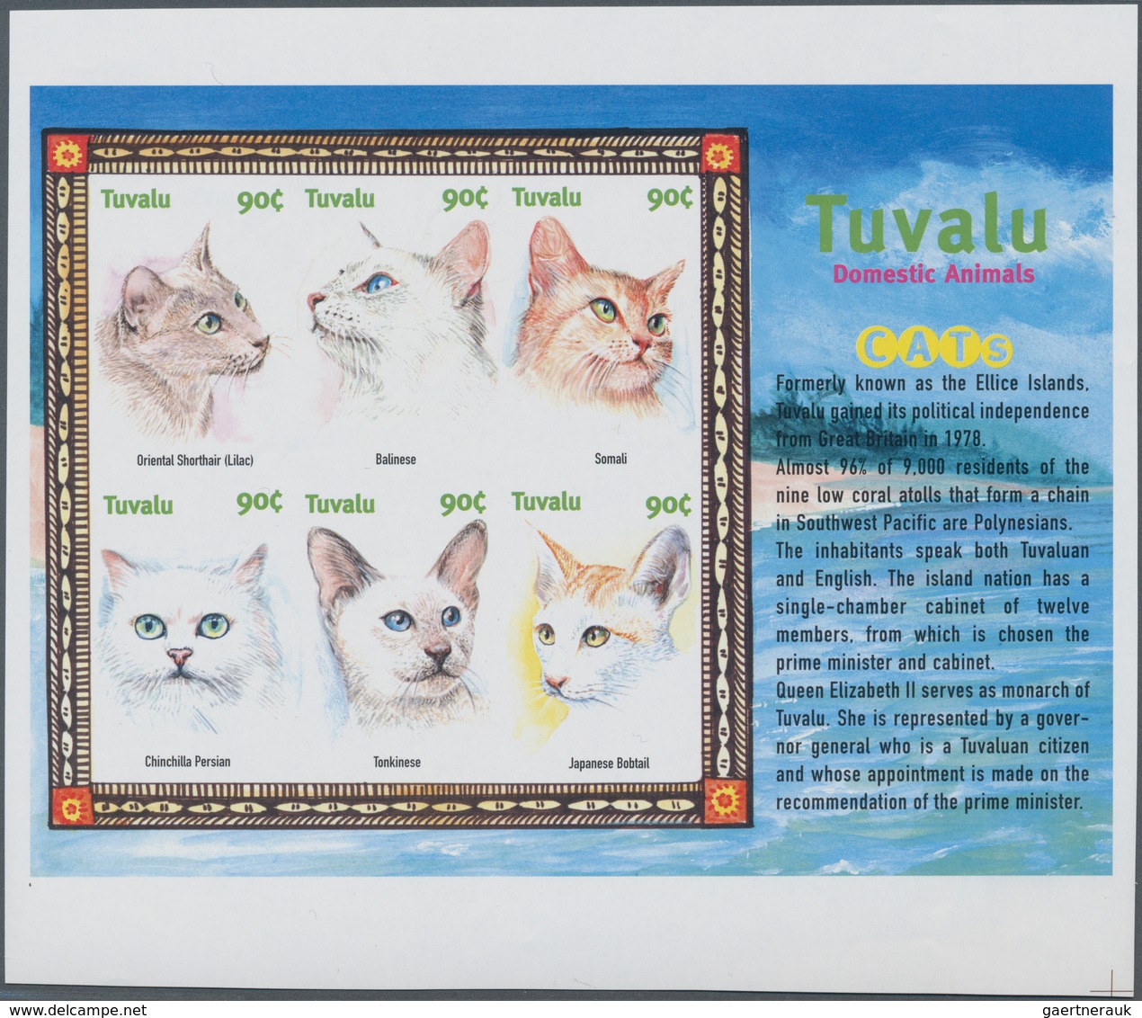 Thematik: Tiere-Katzen / Animals-cats: 2000, TUVALU: Cats Complete Set Of Twelve In Two IMPERFORATE - Domestic Cats