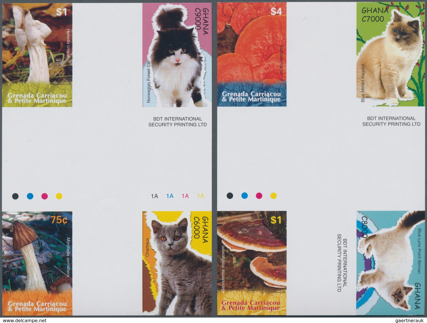 Thematik: Tiere-Katzen / Animals-cats: 2007, GHANA And GRENADA/CARRIACOU: Two Different Complete Set - Katten
