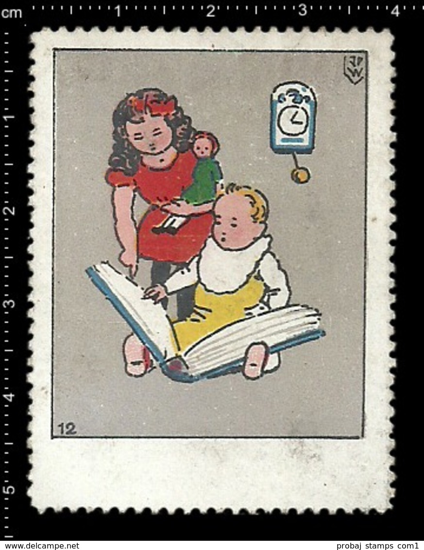 Old Poster Stamp Cinderella Reklamemarke Erinnofili Vignette Kid Kind Girl Mädchen Doll Puppe Johann Peter Werth. - Vignetten (Erinnophilie)