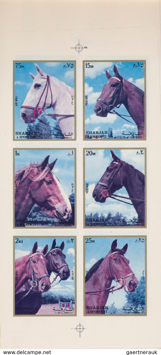 Thematik: Tiere-Pferde / Animals-horses: 1972, Sharjah, Horses 15dh. To 2r., Booklet With Four Imper - Pferde