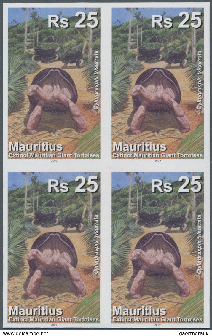 Thematik: Tiere-Schildkröten / Animals-turtles: 2009, Mauritius. IMPERFORATE Block Of 4 For The 25rs - Tortues