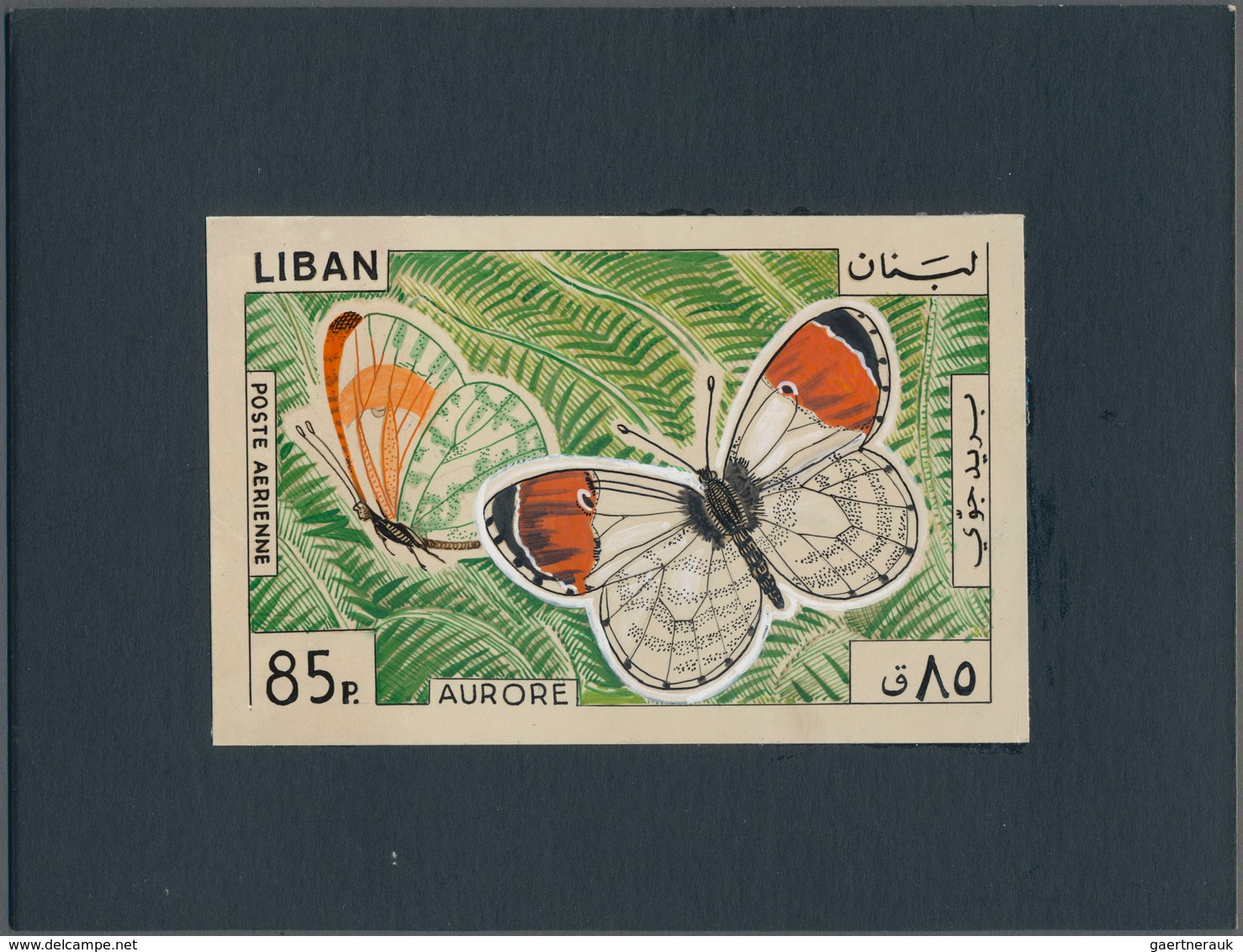 Thematik: Tiere-Schmetterlinge / Animals-butterflies: 1965, Libanon, Issue Butterflys, Artist Drawin - Vlinders