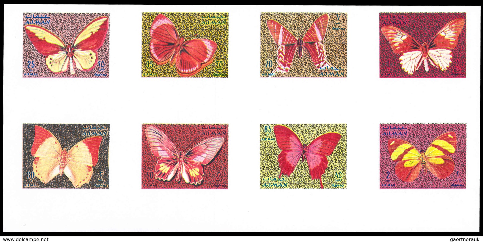 Thematik: Tiere-Schmetterlinge / Animals-butterflies: 1971, Adschman/Ajman: BUTTERFLIES - 9 Items; C - Schmetterlinge