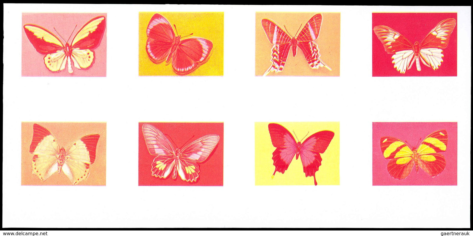 Thematik: Tiere-Schmetterlinge / animals-butterflies: 1971, Adschman/Ajman: BUTTERFLIES - 9 items; c