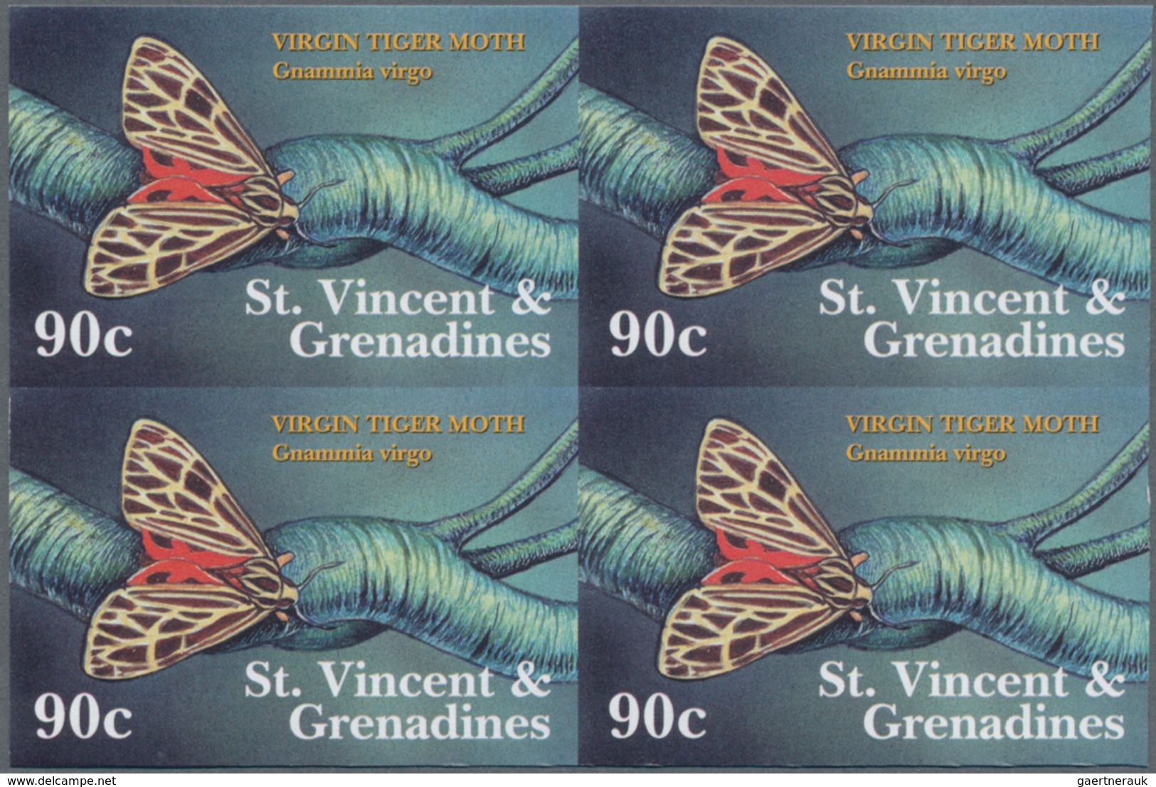 Thematik: Tiere-Schmetterlinge / Animals-butterflies: 2001, St. Vincent. Imperforate Block Of 4 For - Vlinders