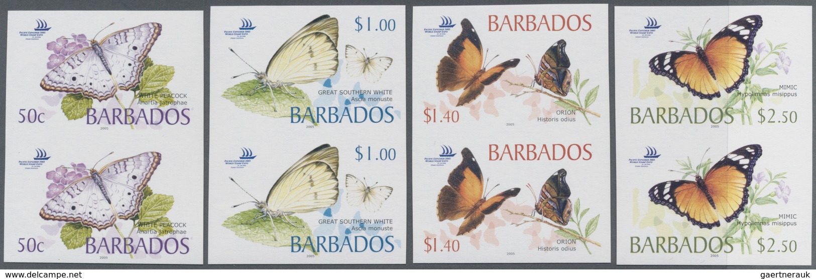 Thematik: Tiere-Schmetterlinge / Animals-butterflies: 2005, BARBADOS: Butterflies Complete Set Of Fo - Schmetterlinge