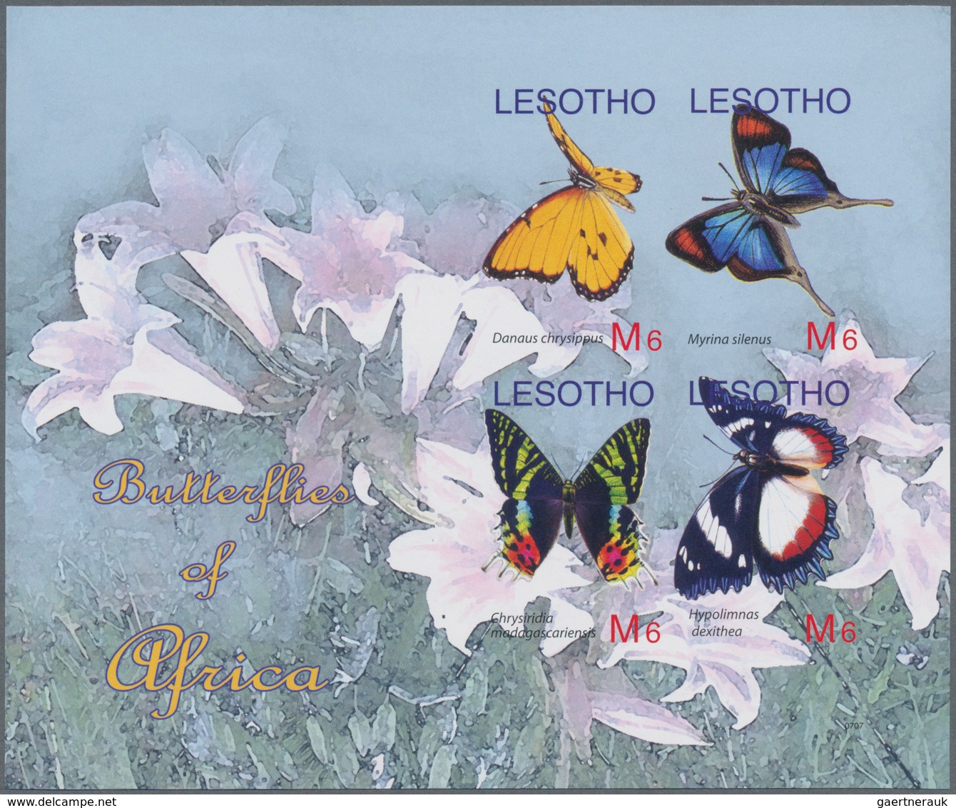 Thematik: Tiere-Schmetterlinge / Animals-butterflies: 2007, Lesotho. Imperforate Miniature Sheet Of - Vlinders