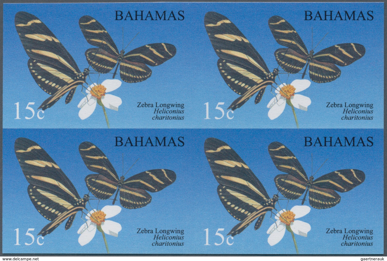 Thematik: Tiere-Schmetterlinge / Animals-butterflies: 2008, Bahamas. IMPERFORATE Block Of 4 For The - Vlinders