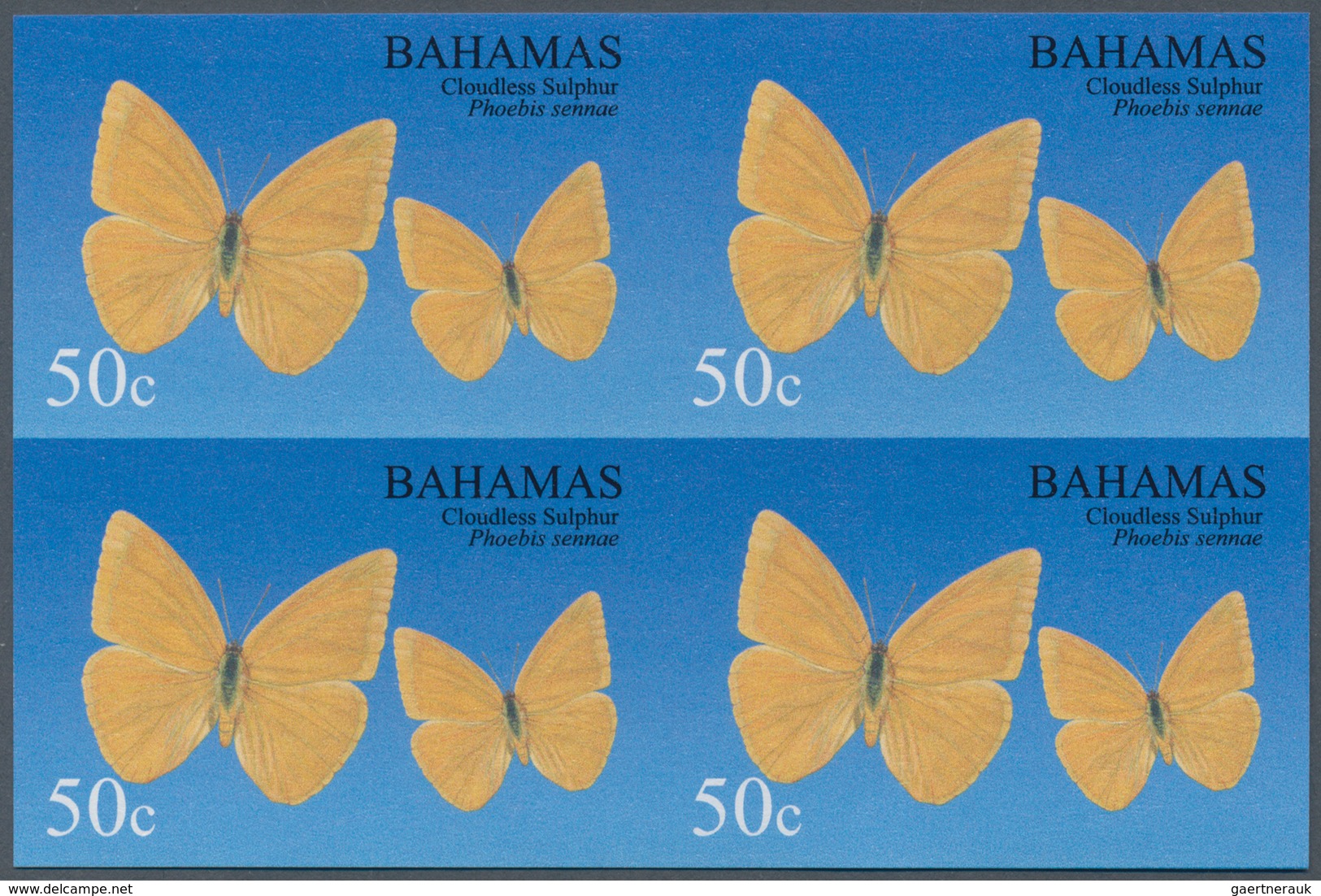 Thematik: Tiere-Schmetterlinge / Animals-butterflies: 2008, Bahamas. IMPERFORATE Block Of 4 For The - Vlinders