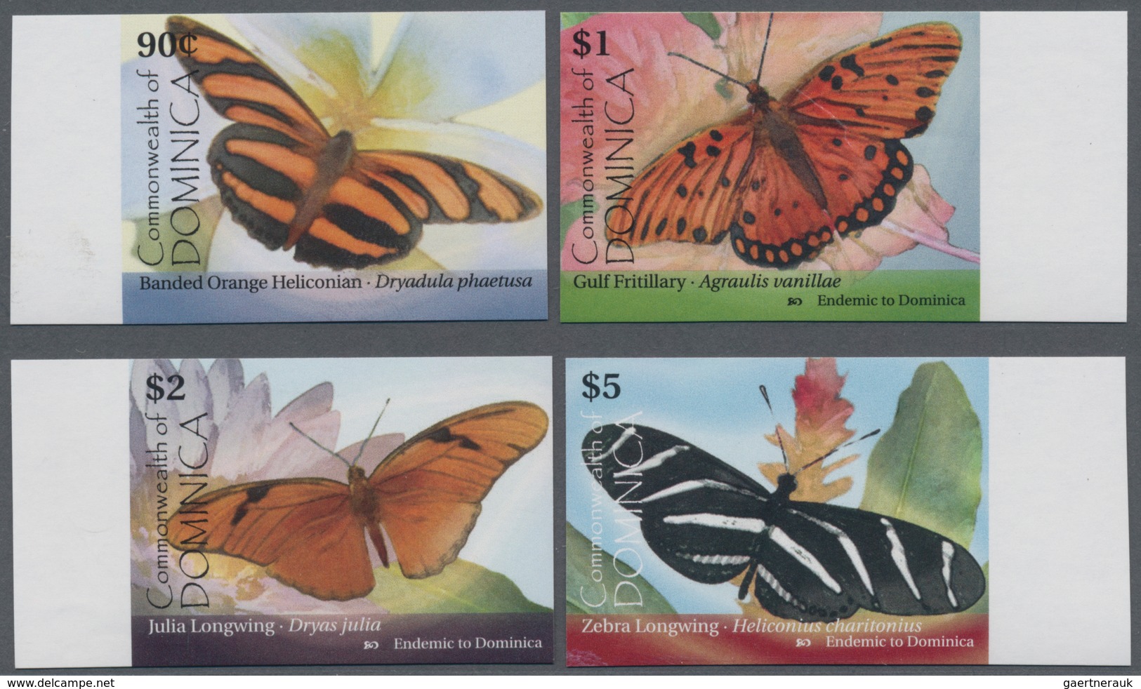 Thematik: Tiere-Schmetterlinge / Animals-butterflies: 2009, DOMINICA: Butterflies Complete Set Of Fo - Vlinders