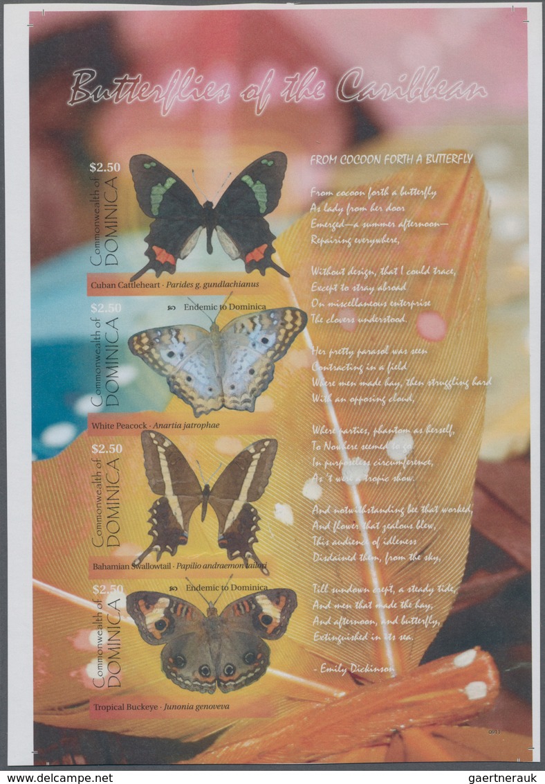 Thematik: Tiere-Schmetterlinge / Animals-butterflies: 2009, DOMINICA: Butterflies Complete Set Of Fo - Vlinders