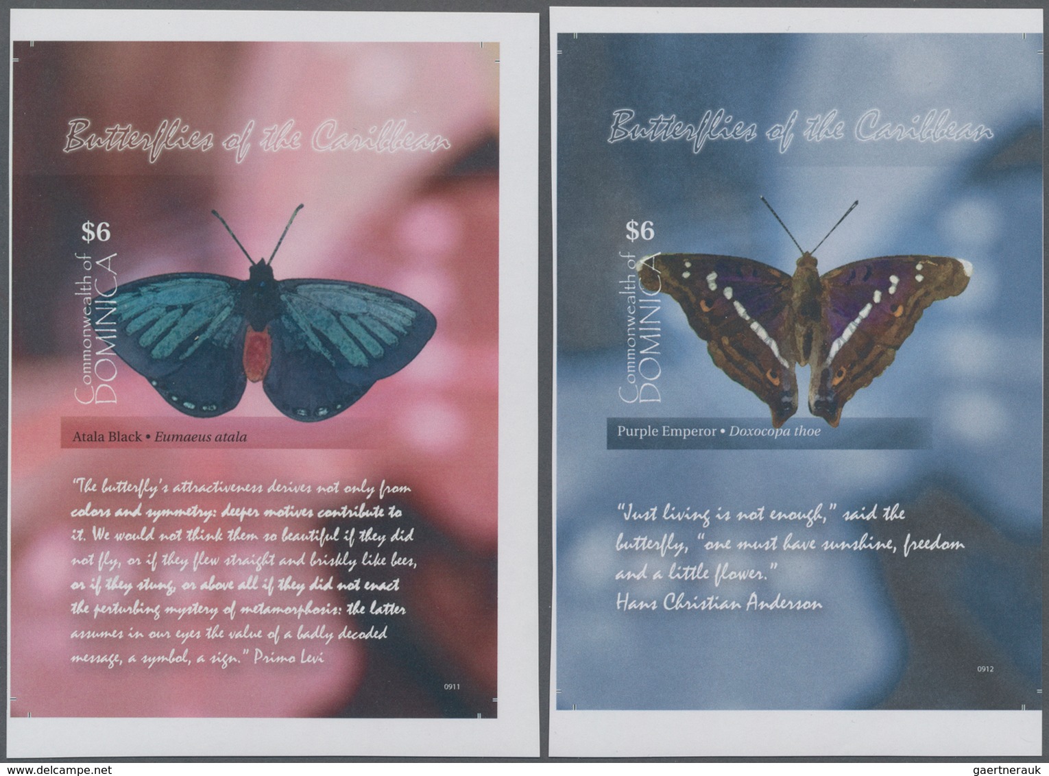 Thematik: Tiere-Schmetterlinge / Animals-butterflies: 2009, DOMINICA: Butterflies Complete Set Of Fo - Vlinders