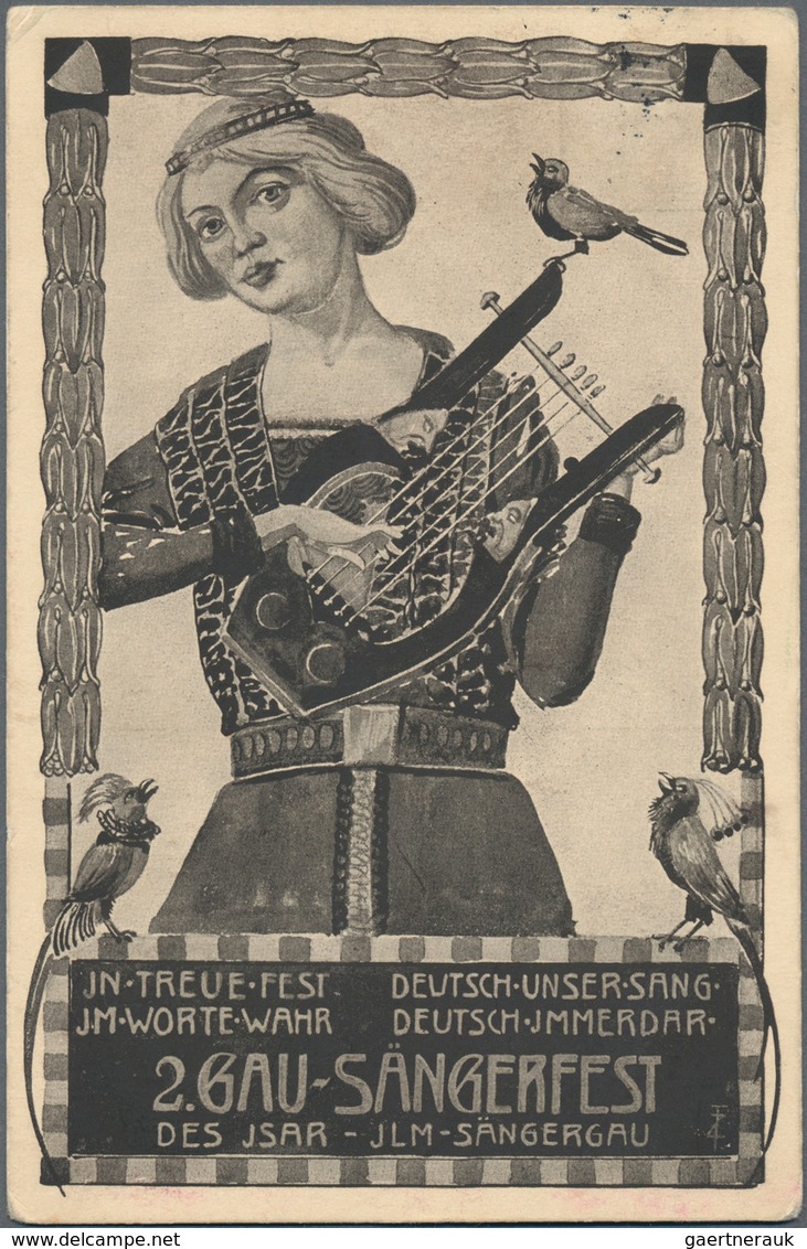 Thematik: Tiere-Vögel / Animals-birds: 1914, Bavaria. Private Postcard 5p Hupp "Zweites Gau-Sängerfe - Sonstige & Ohne Zuordnung