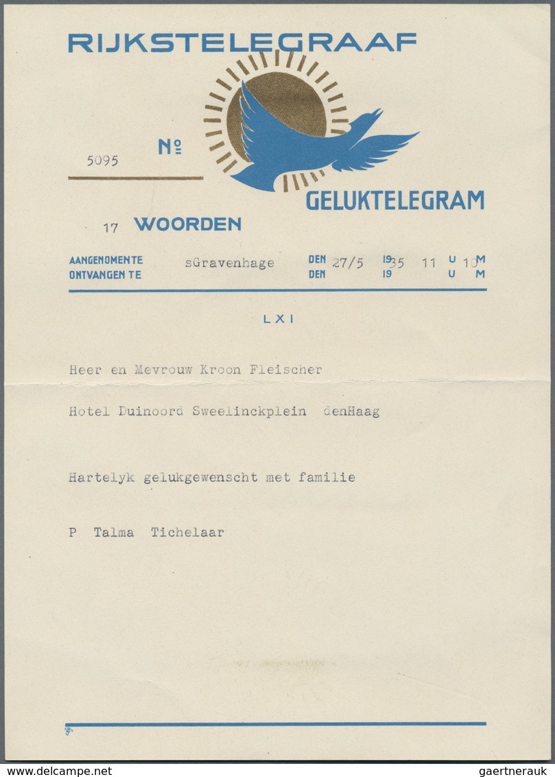 Thematik: Tiere-Vögel / Animals-birds: 1935, The Netherlands. Complete Congratulatory Telegram With - Andere & Zonder Classificatie