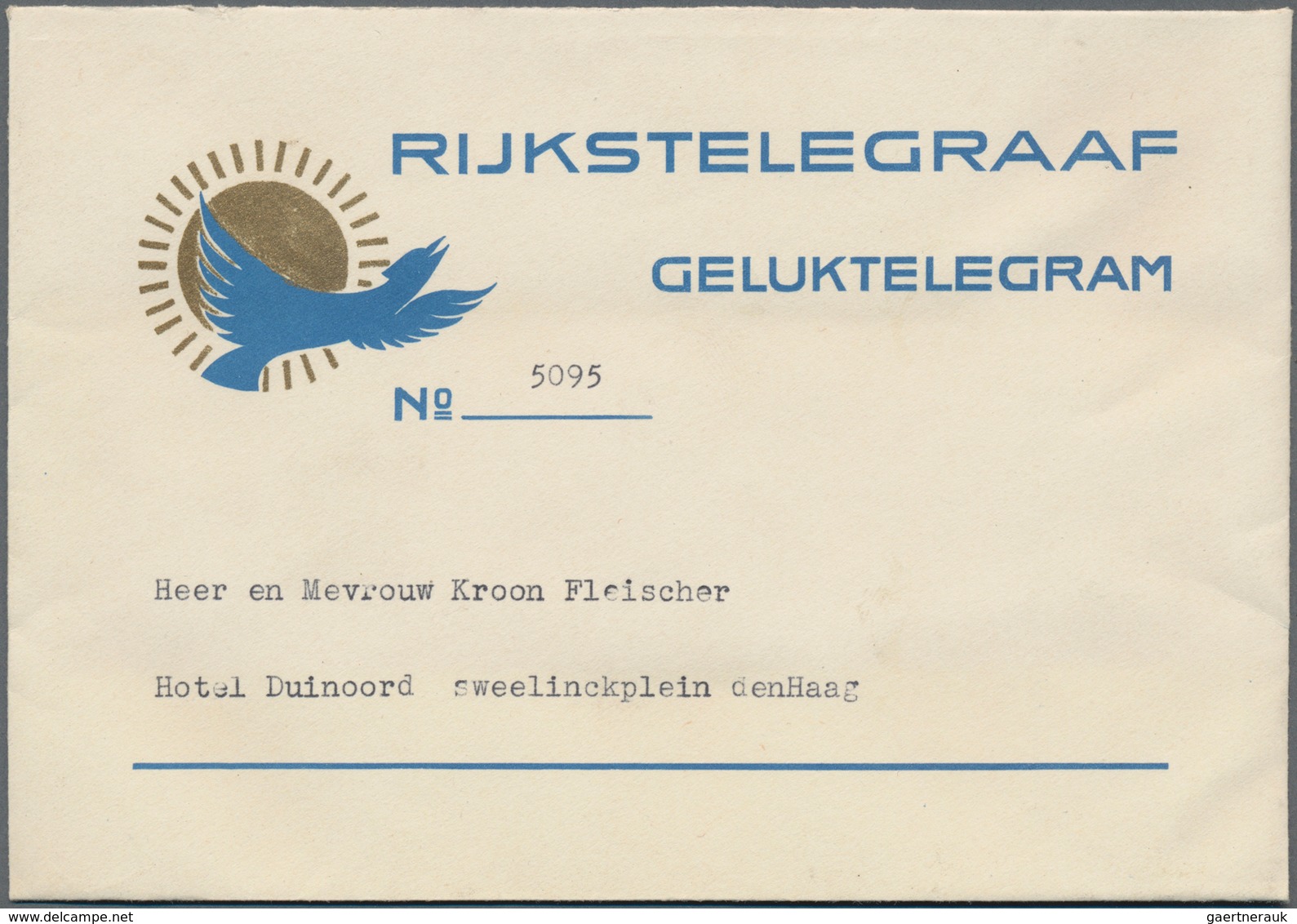 Thematik: Tiere-Vögel / Animals-birds: 1935, The Netherlands. Complete Congratulatory Telegram With - Other & Unclassified