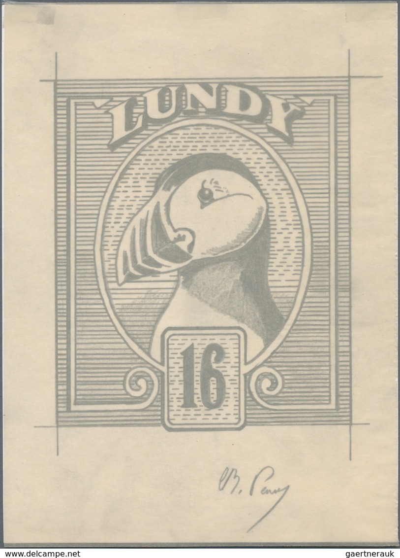 Thematik: Tiere-Vögel / Animals-birds: 1950s (ca.), Lundy. Artwork For A 16p Stamp Showing A PUFFIN - Other & Unclassified