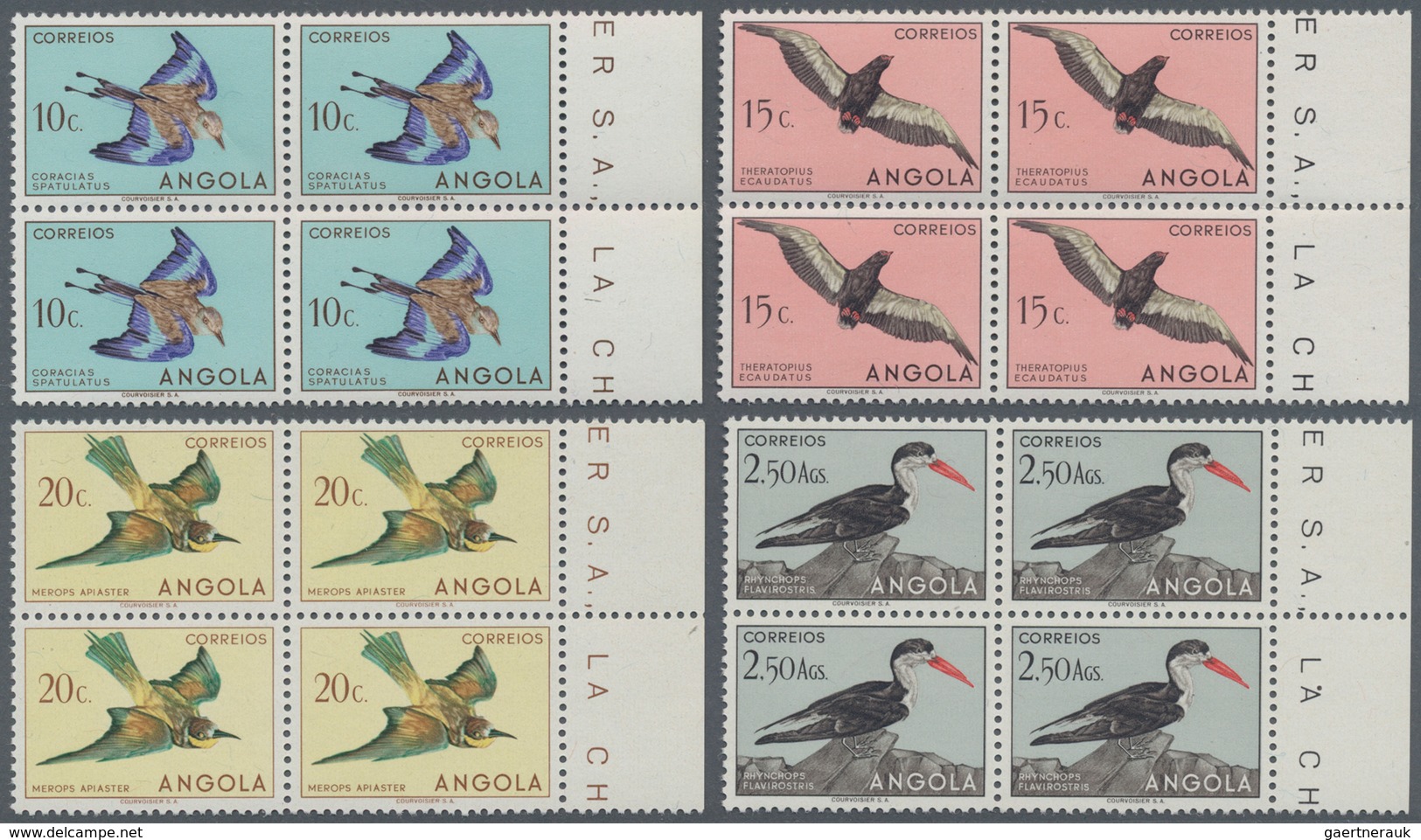 Thematik: Tiere-Vögel / animals-birds: 1951, birds, cpl. set 24 in margin blocks of four, mint never