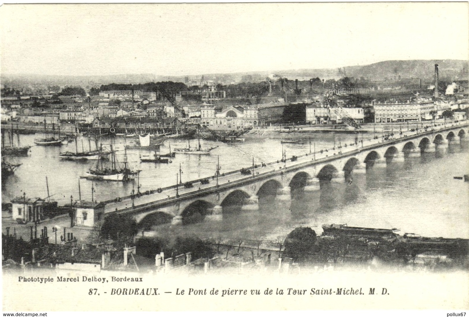 LOT 2 CPA DE BORDEAUX  (GIRONDE)  LE PONT DE PIERRE VU DE LA TOUR SAINT-MICHEL. TOUR BEY-BERLAND ET CATHEDRALE ST-ANDRE - Bordeaux