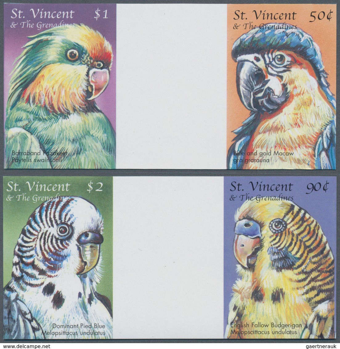Thematik: Tiere-Vögel / Animals-birds: 2000, St. Vincent. Complete Set "Birds" In 2 Horizontal Gutte - Other & Unclassified