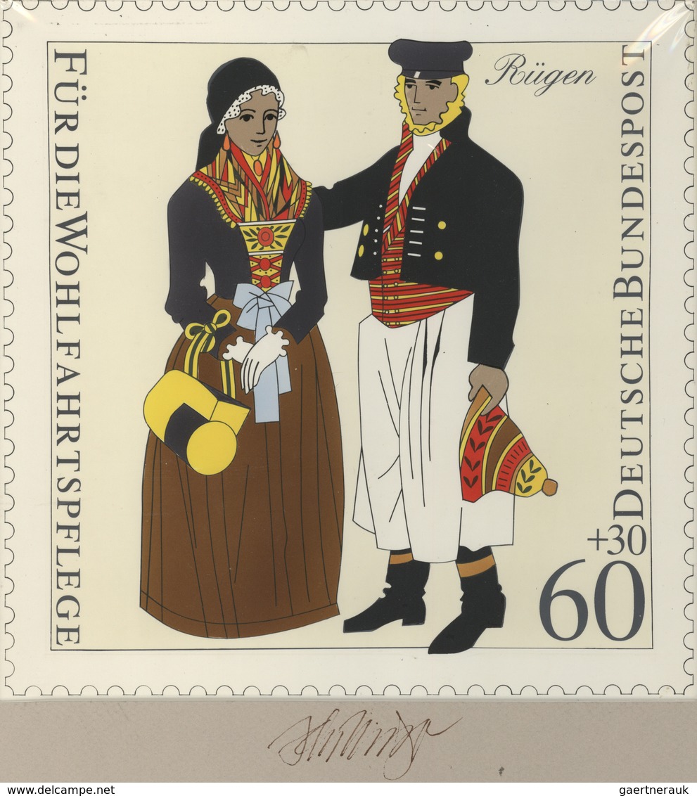 Thematik: Trachten / Costumes: 1993, Bund, Nicht Angenommener Künstlerentwurf (21,5x21,5) Von Prof. - Costumes