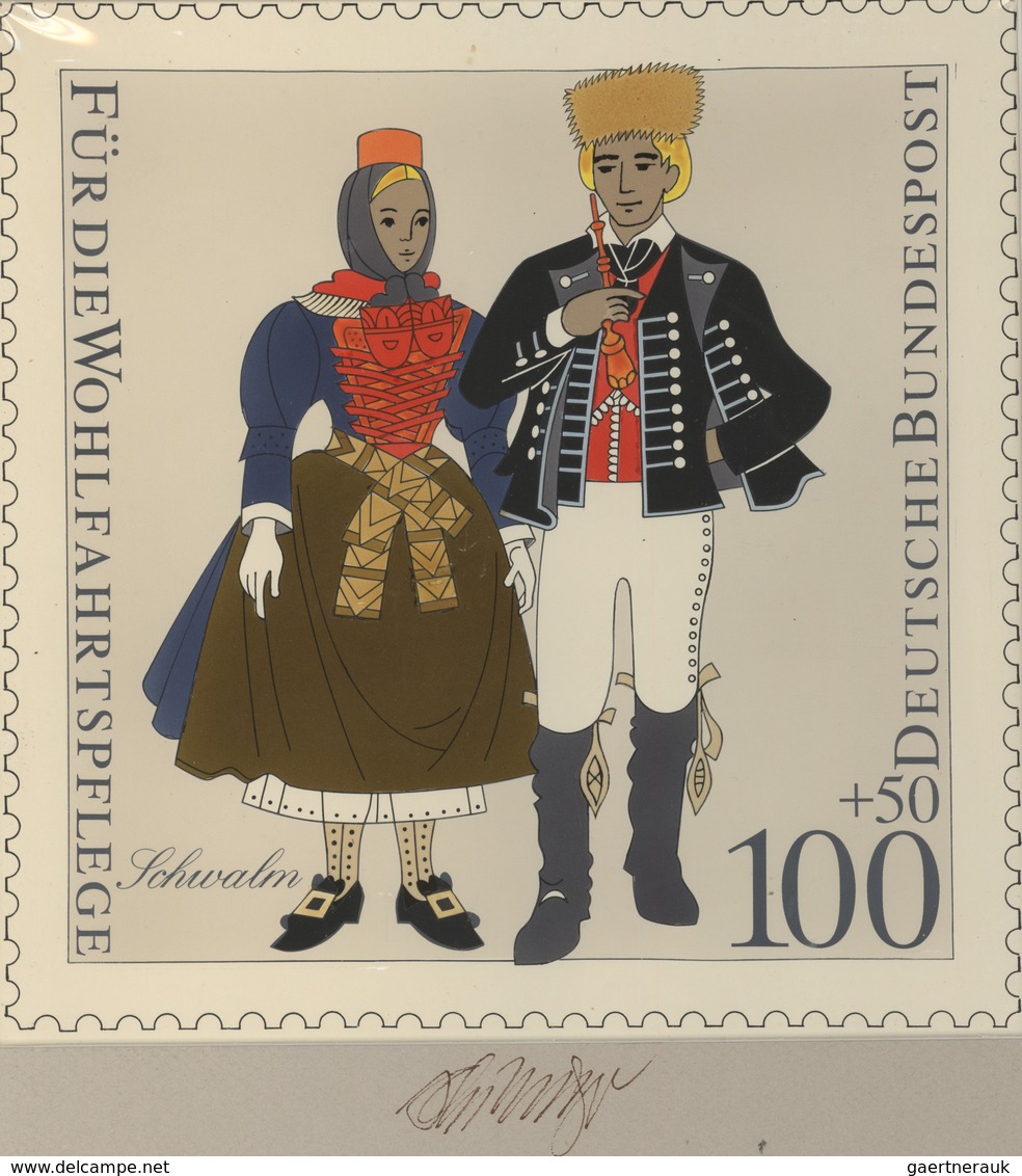 Thematik: Trachten / Costumes: 1993, Bund, Nicht Angenommener Künstlerentwurf (21,5x21,5) Von Prof. - Kostums