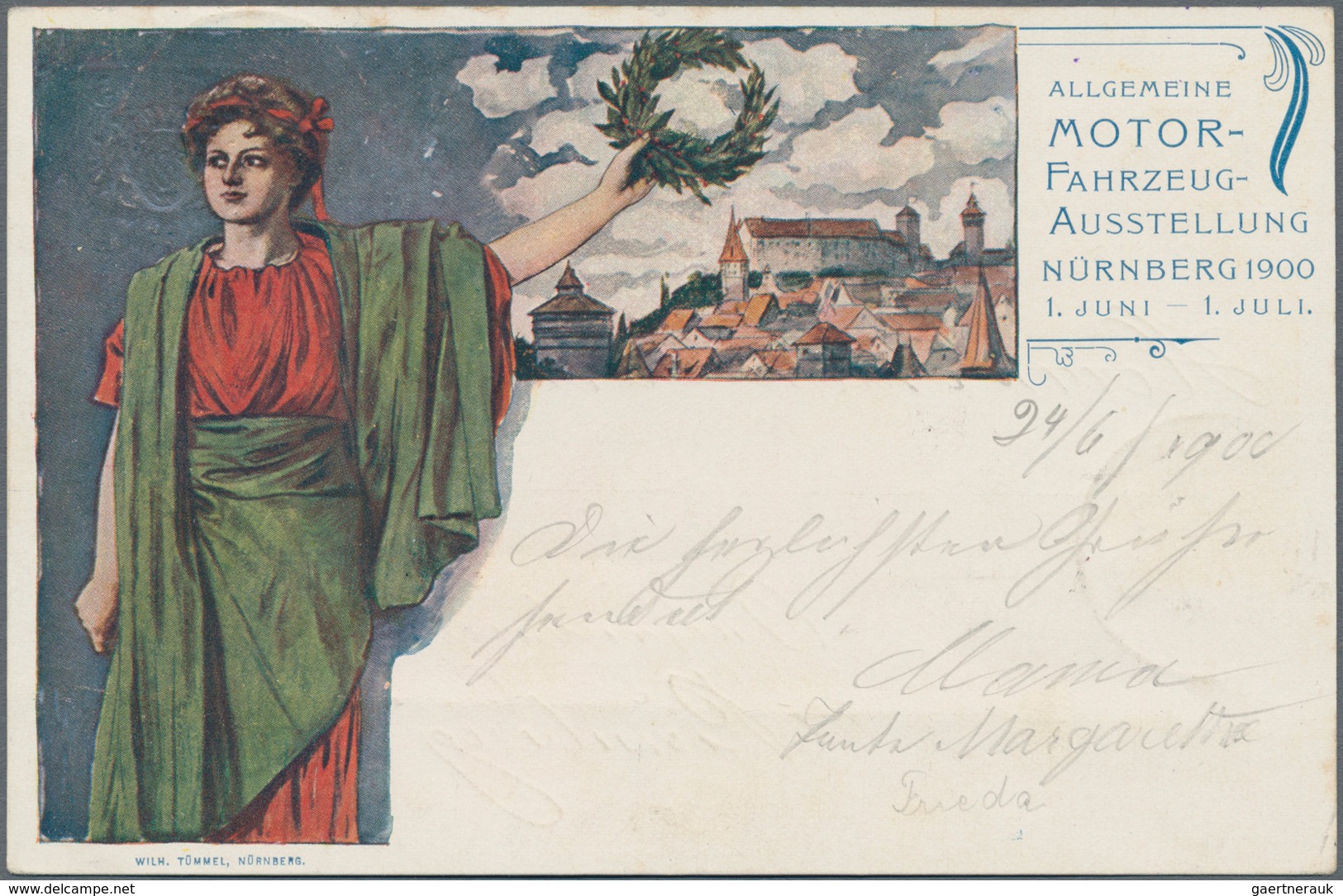 Thematik: Verkehr-Auto / Traffic-car: 1900, Bavaria. Private Entire Postcard 5 Pf Coat Of Arms "Allg - Auto's