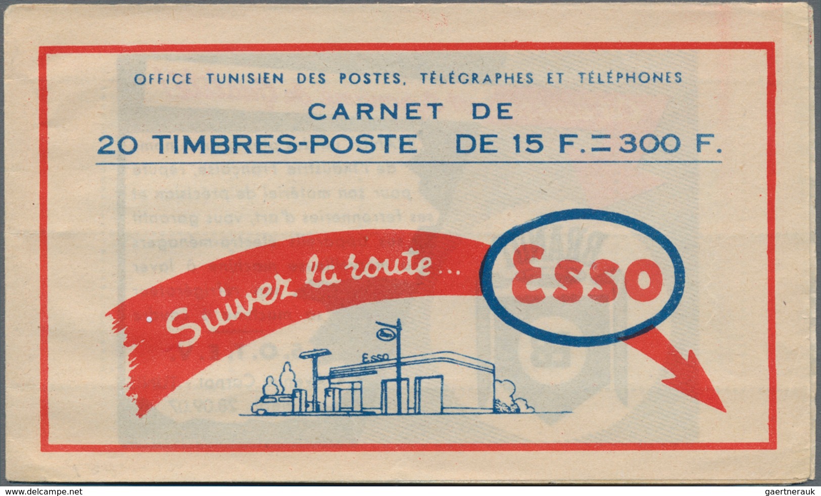 Thematik: Verkehr-Auto / Traffic-car: 1955, Tunisia. Two-colour ESSO Advert "Suivez La Route" With I - Cars