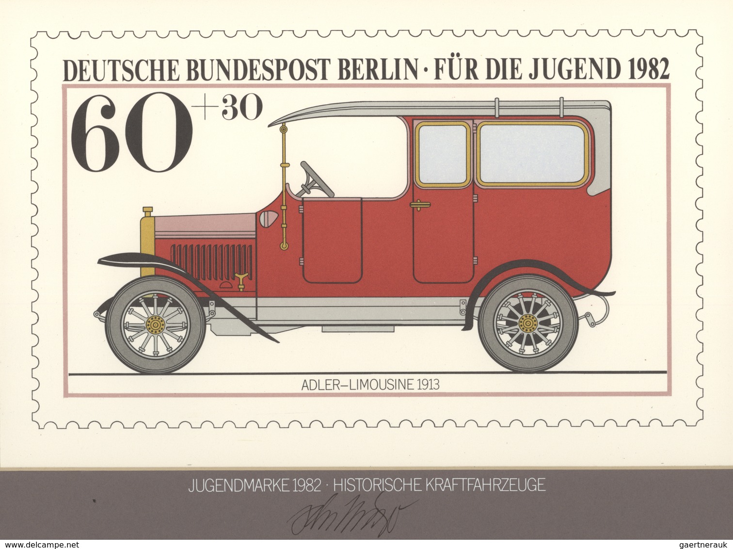 Thematik: Verkehr-Auto / Traffic-car: 1982, Berlin, Original-Künstlerentwurf (28,5x18) Von Prof. H.S - Cars