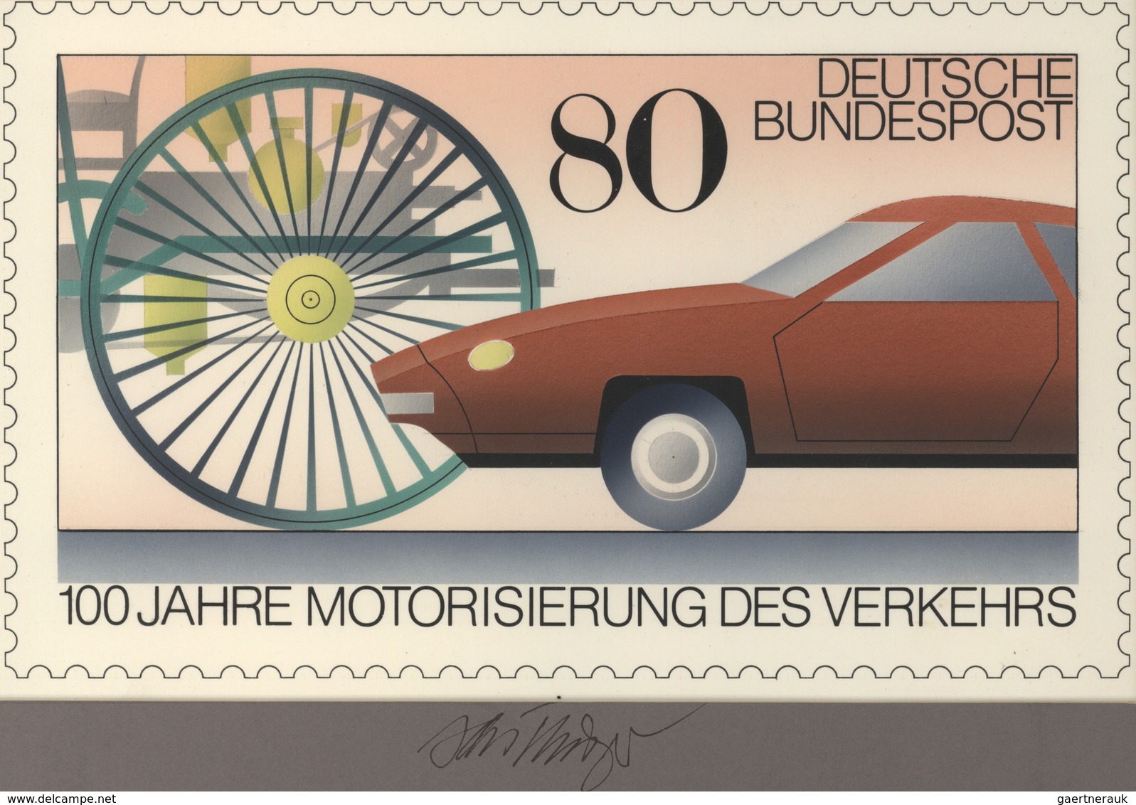 Thematik: Verkehr-Auto / Traffic-car: 1986, Bund, Nicht Angenommener Künstlerentwurf (26,5x16) Von P - Auto's