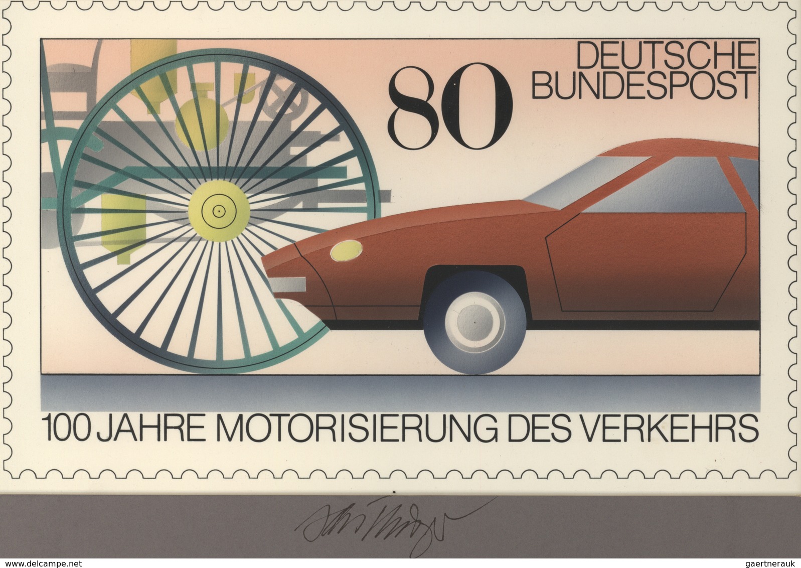 Thematik: Verkehr-Auto / Traffic-car: 1986, Bund, Nicht Angenommener Künstlerentwurf (26,5x16) Von P - Cars