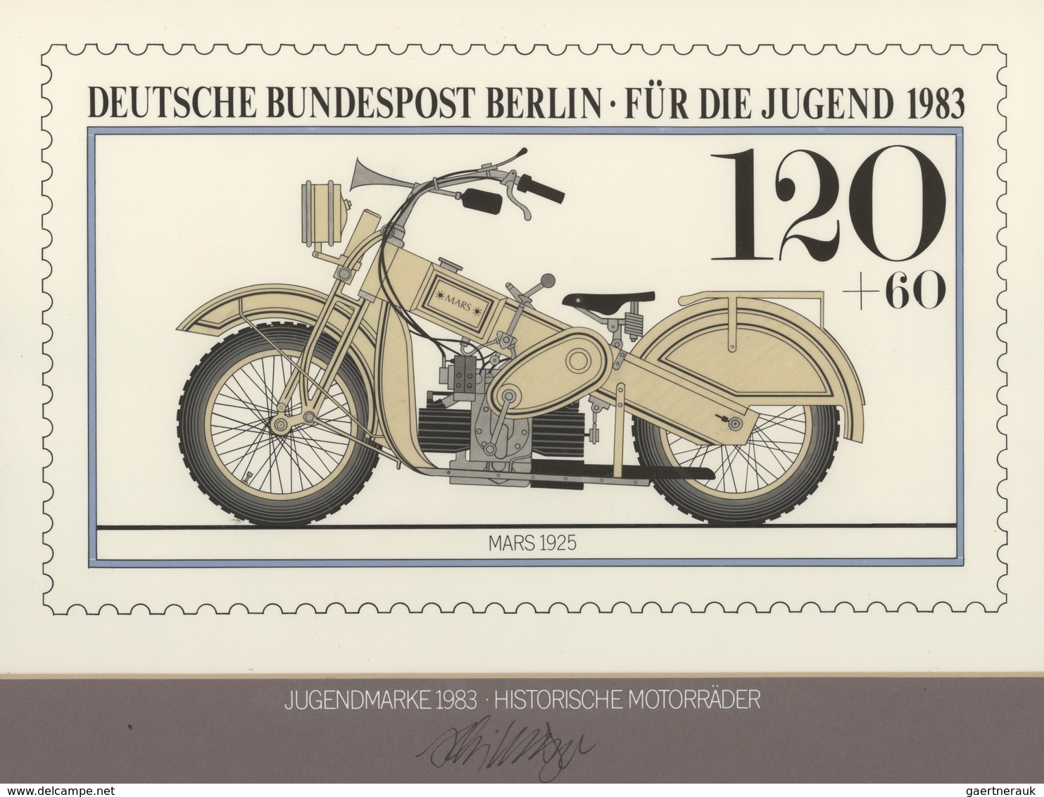 Thematik: Verkehr-Motorrad  / Traffic-motorcycle: 1983, Berlin, Original-Künstlerentwurf (28x18) Von - Motorräder