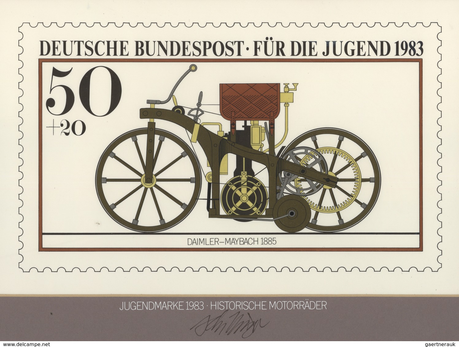 Thematik: Verkehr-Motorrad  / Traffic-motorcycle: 1983, Bund, Original-Künstlerentwurf (28x18) Von P - Motorfietsen