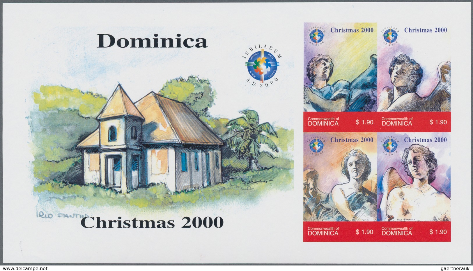 Thematik: Weihnachten / Christmas: 2000, Dominica. Imperforate Miniature Sheet Of 4 For The Series " - Christmas