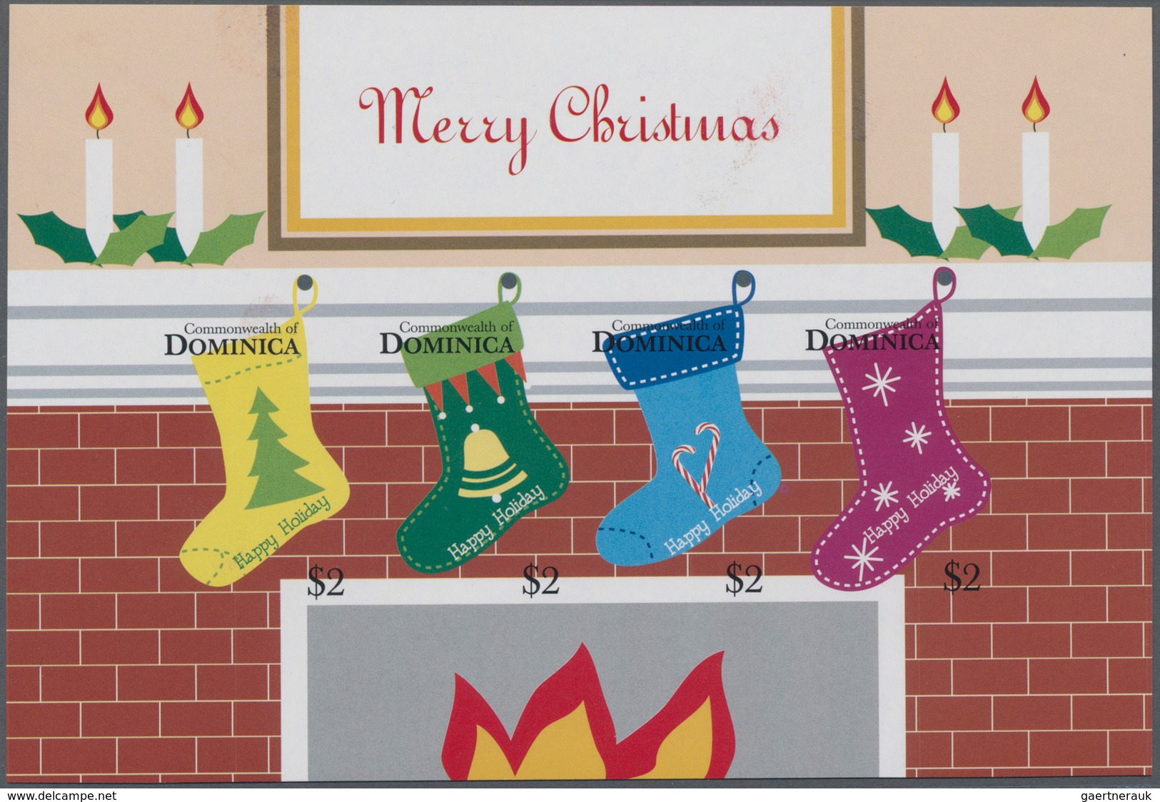 Thematik: Weihnachten / Christmas: 2006, DOMINICA: Christmas Socks Complete IMPERFORATE Set Of Four - Christmas