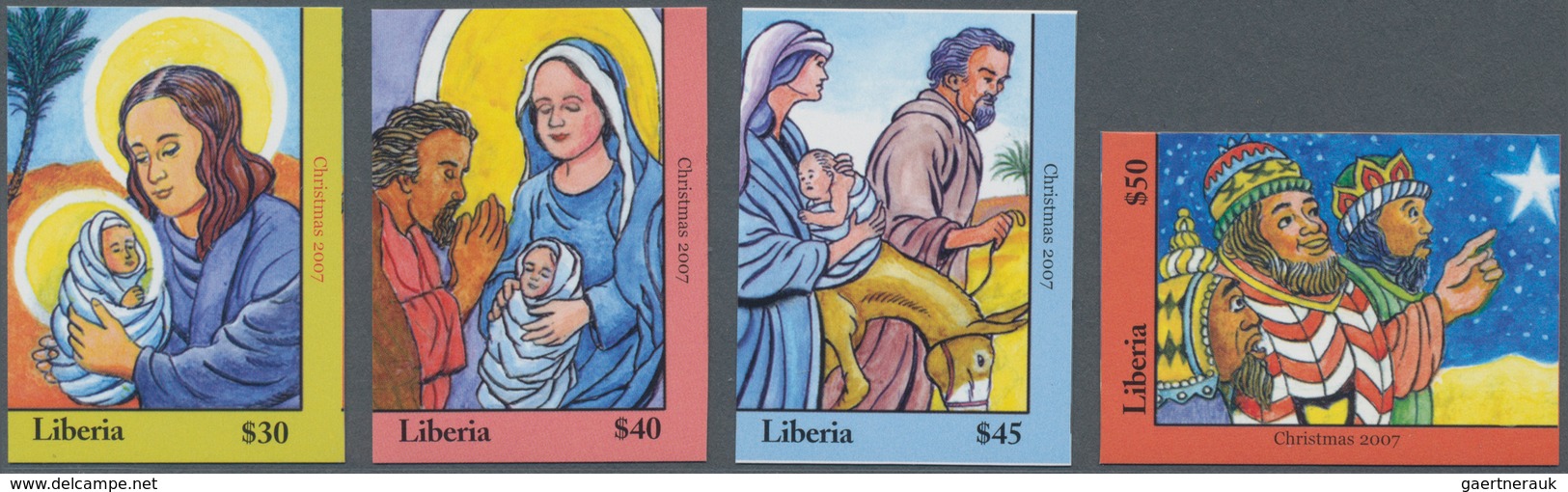 Thematik: Weihnachten / Christmas: 2007, Liberia. Complete Set "Christmas" (4 Values) In Imperforate - Weihnachten